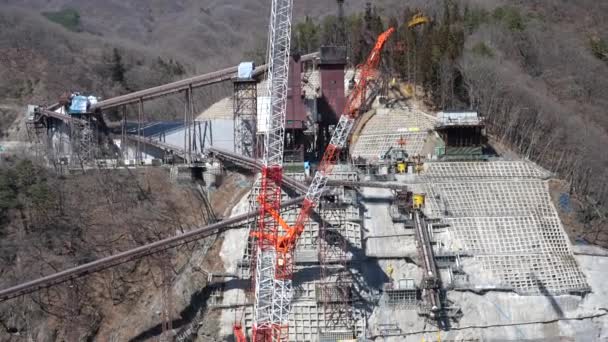 Gunma Japonsko Březen 2018 Yanba Přehrada Betonová Gravitační Přehrada Která — Stock video