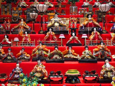 Gunma, Japan-Mart 17, 2018: Özel bebek bebeğin Festivali ya da her yıl 3 Mart'ta düzenlenen kızın festival için bir dizi