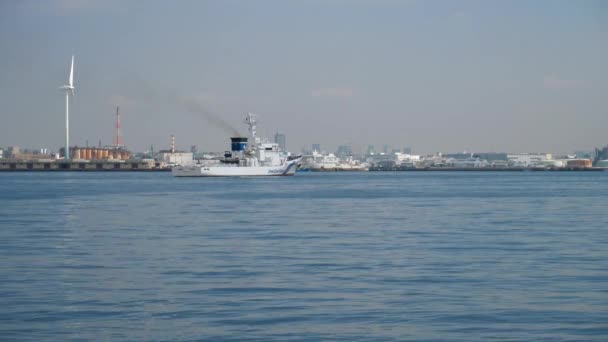Kanagawa Japão Abril 2018 Navio Guarda Costeira Japão Vira Porto — Vídeo de Stock