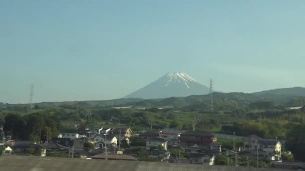 112018 从一辆子弹火车上富士山的景色 在早上在富士城运行 — 图库视频影像
