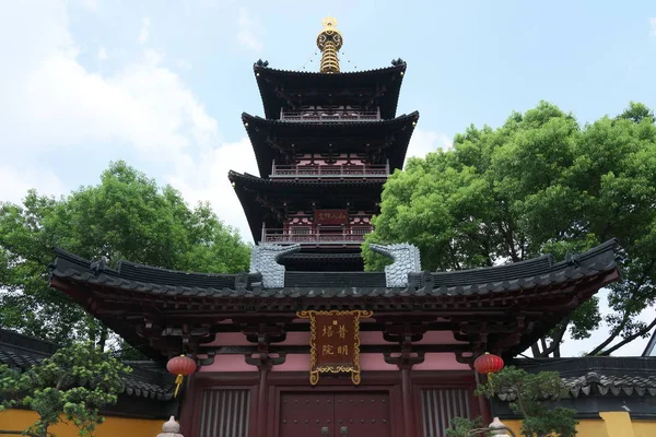 Suzhou China September 2019 Kloktoren Van Hanshan Tempel Suzhou China — Stockfoto