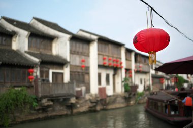 Suzhou, Çin-14 Eylül 2019: Suzhou Antik Büyük Kanalı, Çin