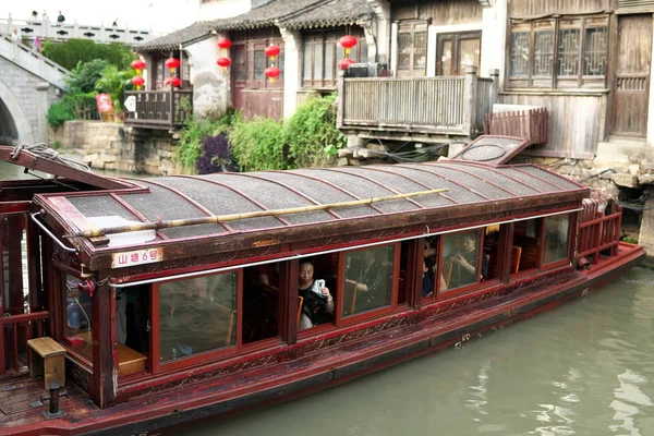 Suzhou China September 2019 Sebuah Perahu Suzhou Ancient Grand Canal — Stok Foto