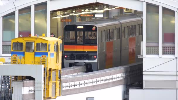 Tóquio Japão Novembro 2019 Partida Trem Monotrilho Estação Tama Center — Vídeo de Stock