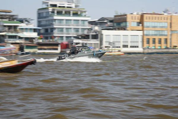 Bangkok Thailanda Decembrie 2019 Panning Unei Nave Poliție Care Prăbușește — Fotografie, imagine de stoc