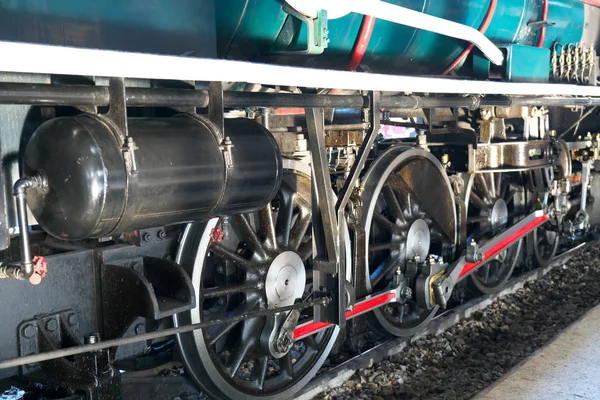 Bangkok Thailand December 2019 Driving Wheels Coupling Rods Steam Locomotive — стоковое фото