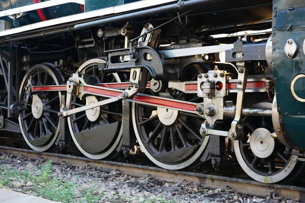 Bangkok Thailand December 2019 Driving Wheels Coupling Rods Steam Locomotive — стоковое фото