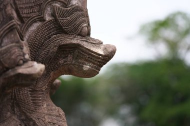 Buriram, Tayland-8 Aralık 2019: Tayland 'da Naga' nın Phnom Rung 'daki yakın çekimi, Buriram' ın Tayland 'daki Khmer tapınağı