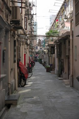 Şangay, Çin-15 Eylül 2019: Şangay, Çin 'deki eski Japonya imtiyazında Shan Yin caddesi yakınlarında veya yakınında