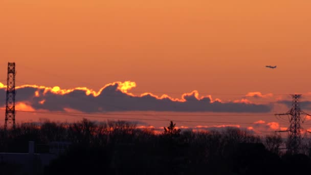 Tokyo Japan January 2019 Aircraft Approaching Haneda International Airport Sunrise — Stock Video