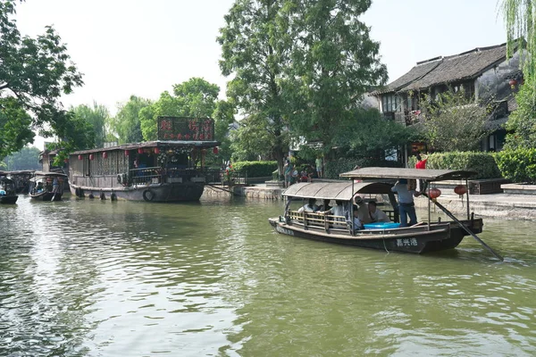 Xitang Chine Septembre 2019 Bateaux Sur Canal Xitang Chine — Photo