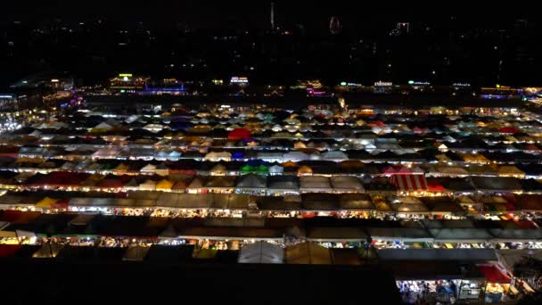 Bangkok Thaiföld Január 2020 Panoráma Kilátás Ratchada Train Night Market — Stock videók