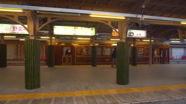 Kyoto Japan February 2020 Randen Arashiyama Station Morning Kyoto — ストック動画