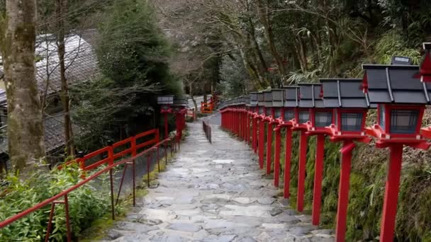 Kyoto Japon Février 2020 Des Marches Pierre Sanctuaire Kifune Kyoto — Video