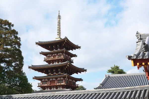 Nara Japón Febrero 2020 Vista Del Templo Yakushiji Pagoda Occidental —  Fotos de Stock