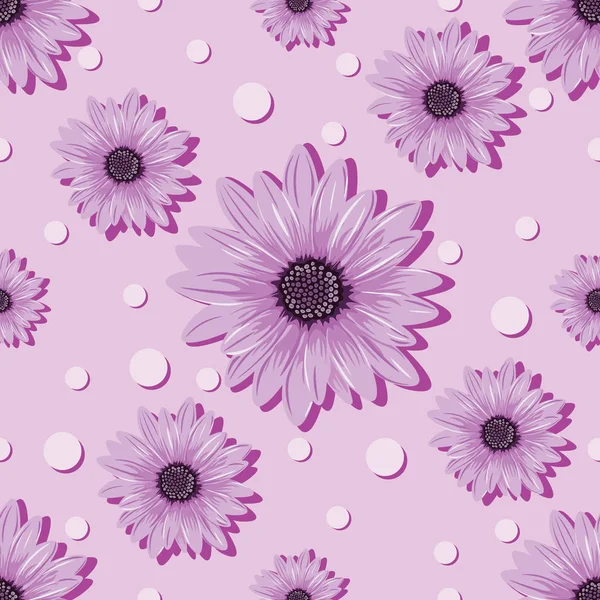 Seamless violet pattern with flowers — Stock Vector