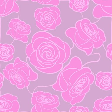 Sorunsuz çiçek mozaik desen gri arka plan üzerinde pembe Güllü