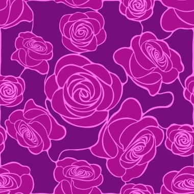 Sorunsuz çiçek mozaik desen ile koyu mor zemin üzerine Menekşe gül