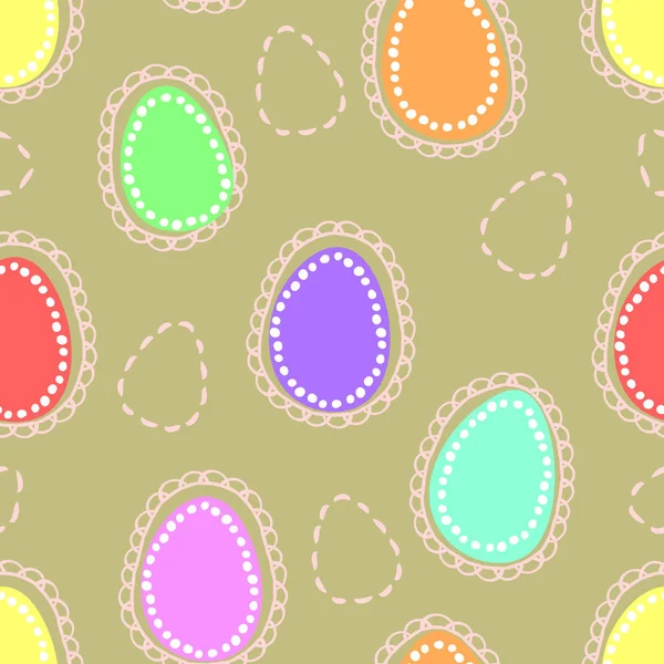 Seamless Easter pattern with colored and dushed eggs on pastel background — Stock Vector