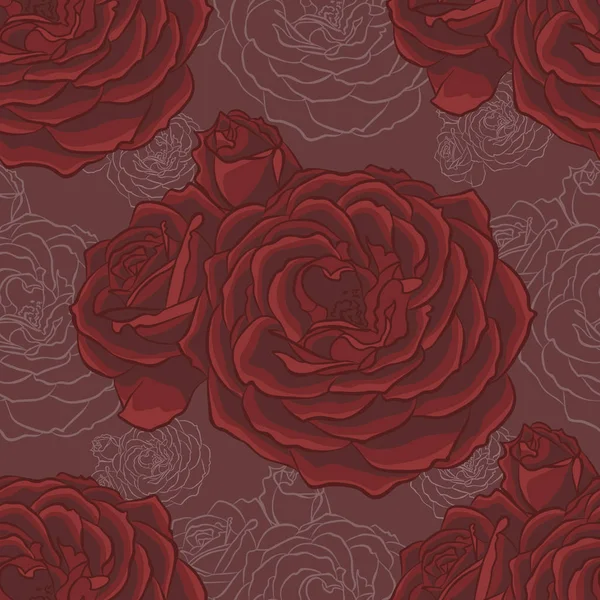 Motif doux sans couture avec des roses colorées — Image vectorielle