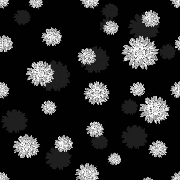 Бесшовный узор с белыми цветами на темном фоне — стоковый вектор