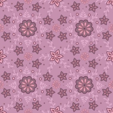 Vektör çiçek süsleme pembe bir arka plan üzerinde ile seamless modeli