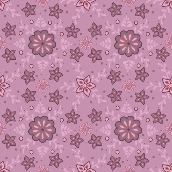 Векторный бесшовный узор с орнаментом цветов на розовом фоне — стоковый вектор