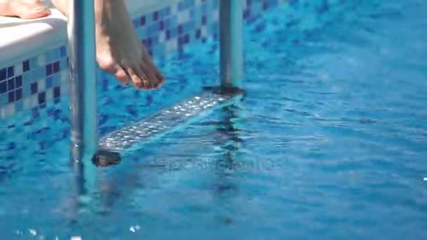 Swimming womens legs — Stock Video