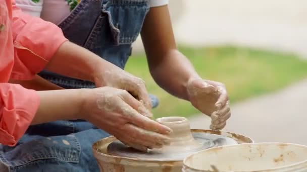 Homemade pottery from clay — Stock Video