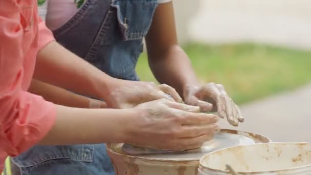 Homemade pottery from clay — Stock Video