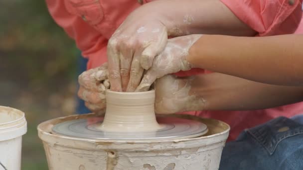 Homemade pottery from clay — Stock Video