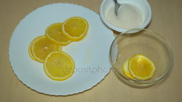 Slicing Lemon Chopping — Stock Video