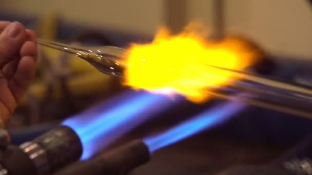 Fabricación Juguetes Vidrio Derretido Bajo Fuerte Vidrio Fuego Para Hacer — Vídeos de Stock