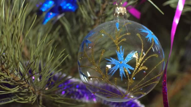 Christmas Decoration Christmas Tree Christmas Balls Decorations Burning Lights Christmas — Stock Video