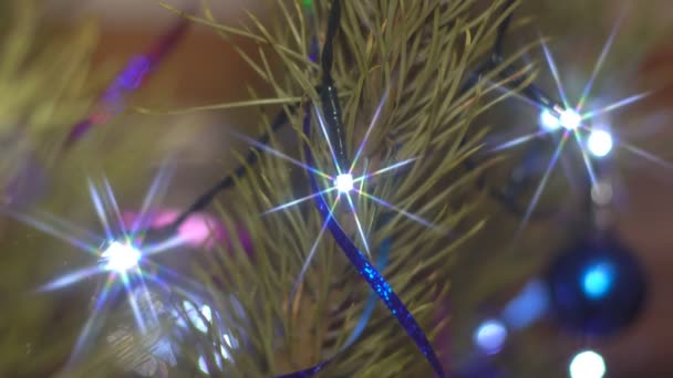Hvězdné Světelné Efekty Světelné Efekty Hvězdy Točí Vánoční Sváteční Ozdoby — Stock video