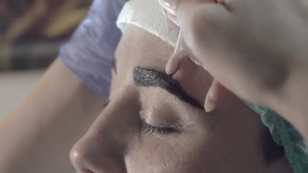 Salón Belleza Cejas Maestro Cuida Las Cejas Diseño Coloración Estilo — Vídeo de stock