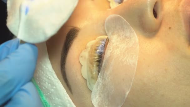美容院女性睫毛形状的专业变化 — 图库视频影像