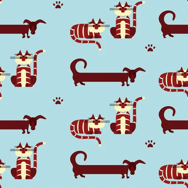 Бесшовный рисунок кошки и собаки — стоковый вектор