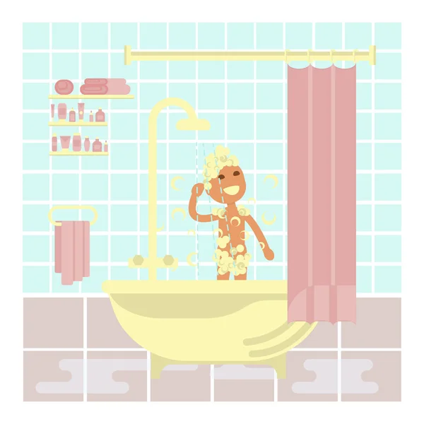 Child is taking a shower — Stockvector