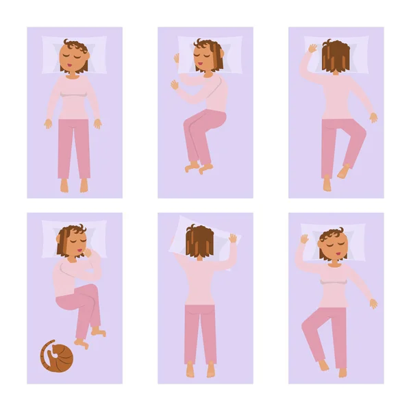 Dormir dans différentes poses — Image vectorielle