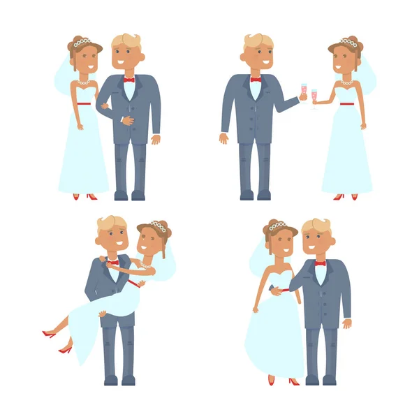 Düğün çifti karakterleri — Stok Vektör