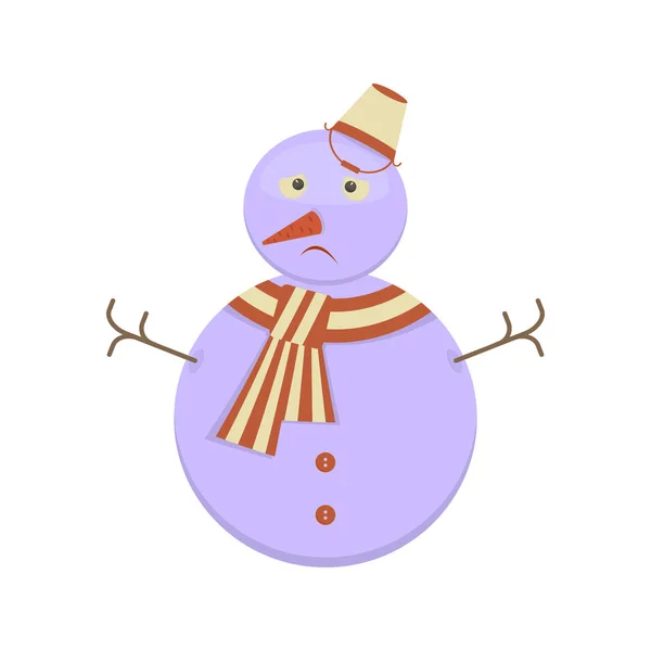 Bonhomme de neige au visage triste — Image vectorielle