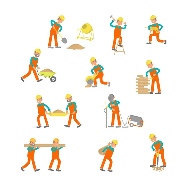 Ilustración de trabajadores de la construcción — Vector de stock