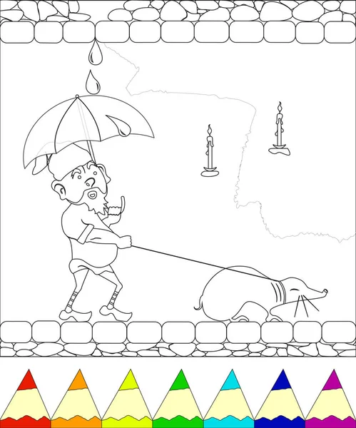 Gnome marche avec taupe — Image vectorielle