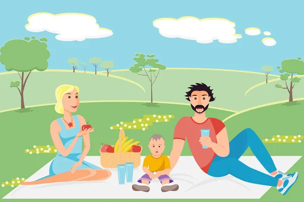 Illustration d'une famille heureuse — Image vectorielle