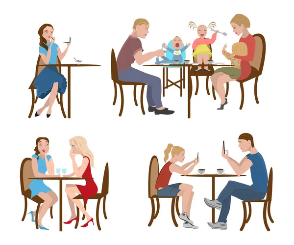 Набор людей в кафе — стоковый вектор