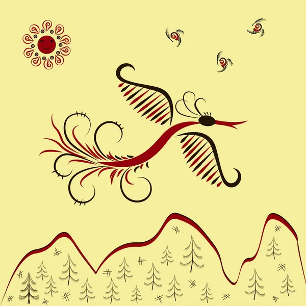 Sunbird survolant les montagnes — Image vectorielle
