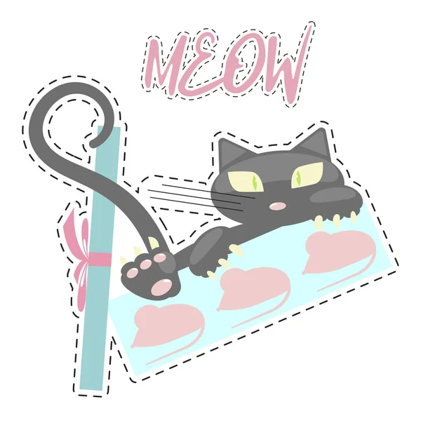 Mode patch badges met Kitten — Stockvector