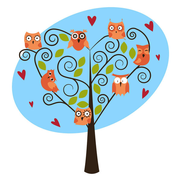 tree with cute owls