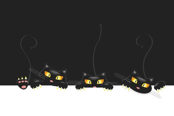 Lindo poco negro gatito conjunto — Vector de stock